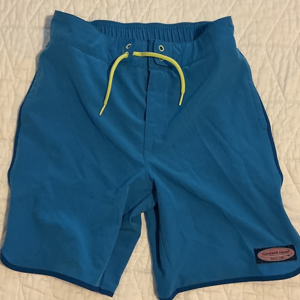 Vineyard Vines boys Swim shorts Blue Shorts with Yellow Accents